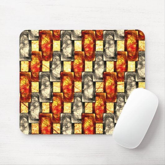 ベージュと赤で並んだ彫刻された長方形の作品 マウスパッド (マウス)