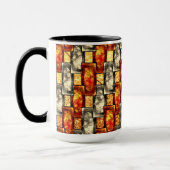 ベージュと赤で並んだ彫刻された長方形の作品 マグカップ (左)