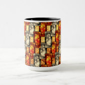 ベージュと赤で並んだ彫刻された長方形の作品 マグカップ (中央)