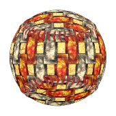 ベージュと赤で並んだ彫刻された長方形の作品 野球ボール (裏面)