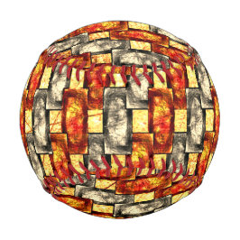 ベージュと赤で並んだ彫刻された長方形の作品 野球ボール