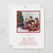 ベージュと赤のメリークリスマスの願いグリーティングカード シーズンカード (正面)