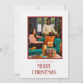 ベージュと赤のメリークリスマスの願い シーズンカード (正面)