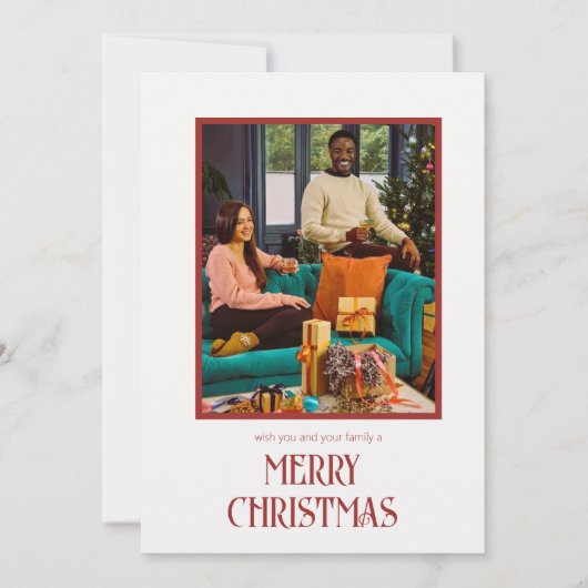 ベージュと赤のメリークリスマスの願い シーズンカード (正面)