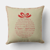 ベージュと赤の多言語メリークリスマス クッション (裏面)