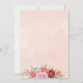 ベージュと赤の水彩花柄カード、エレガントな花のカード 招待状 (裏面)