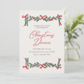 ベージュと赤ヴィンテージのクリスマスディナー 招待状 (スタンド正面)