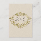 ベージュと金ゴールドエレガンスモノグラムのクレスト結婚ズ エンクロージャーカード (裏面)