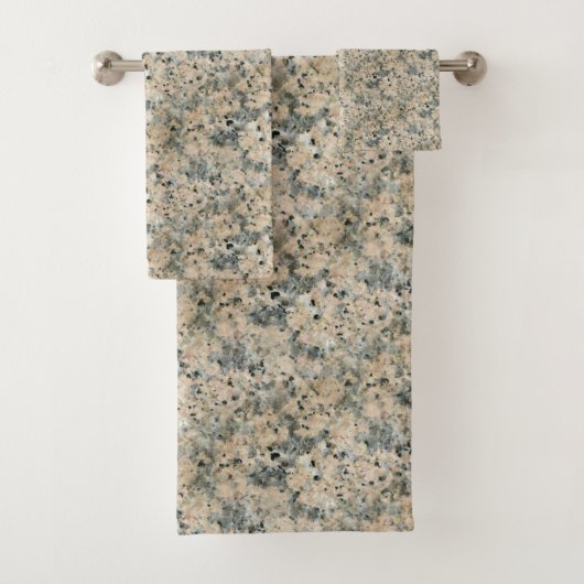 ベージュと霧の灰色の大理石パターン(の模様が)ある バスタオルセット (インサイチュ)
