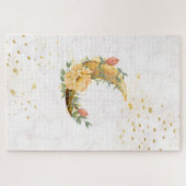 ベージュと黄色の植物月のグラフィック ジグソーパズル (横)