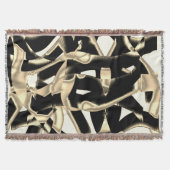 ベージュと黒のスクラップまたはテープを破壊澄んした スローブランケット (正面)