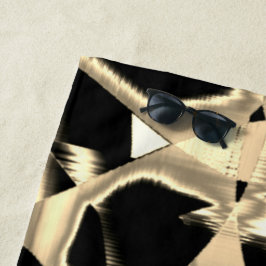 ベージュと黒のスクラップまたはテープを破壊澄んした ビーチタオル