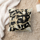 ベージュと黒のスクラップ、リボンの破壊澄ん クッション (ブランケット)