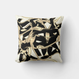 ベージュと黒のスクラップ、リボンの破壊澄ん クッション