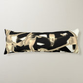 ベージュと黒のスクラップ、リボンの破壊澄ん ボディピロー (正面)