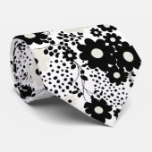 ベージュと黒の花 ネクタイ (ロール)