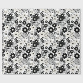 ベージュと黒の花 ラッピングペーパー (フラット)