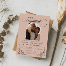 ベージュと黒字書道婚約パーティ