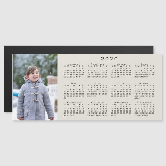ベージュに写真2020の予定表を追加 (正面/裏面)