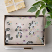 ベージュに可愛いオリエンタルパンドラ(PANDAS)の模様 薄葉紙 (ギフト)