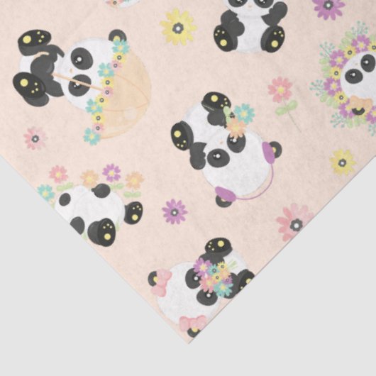 ベージュに可愛いオリエンタルパンドラ(PANDAS)の模様 薄葉紙 (詳細)