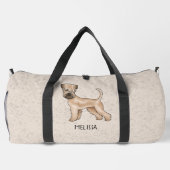 ベージュに名前を付けた柔らかいコートのウィートテリア犬 ダッフルバッグ (裏面)