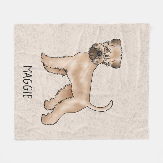 ベージュに名前を付けた柔らかいコートのウィートテリア犬 フリースブランケット (正面(横))