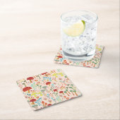 ベージュのきのこ紙コースター 四角形 スクエアペーパーコースター (インサイチュ)