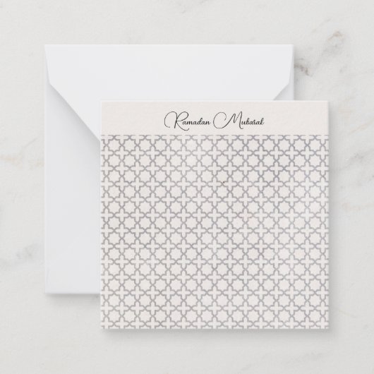ベージュのイスラム幾何学模様 ノートカード (正面)