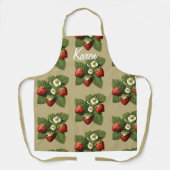 ベージュのイチゴパーソナライズされた- エプロン (正面)