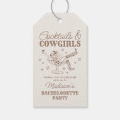 ベージュのカクテルとカウガールズ ロデオ ブライズメイド ギフトタグ (裏面)