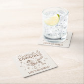 ベージュのカクテルとカウガールズ ロデオ ブライズメイド スクエアペーパーコースター (インサイチュ)