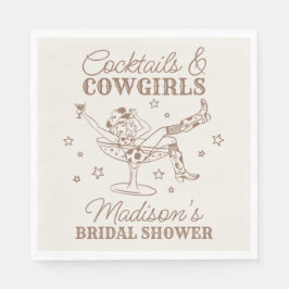 ベージュのカクテルとカウガールズ ロデオ ブライダルシャワー スタンダードランチョンナプキン