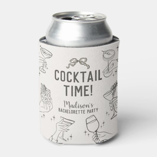 ベージュのカクテルパーティー レトロな独身最後の夜のプレゼント 缶クーラー (缶正面)