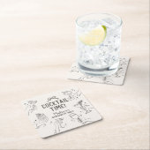 ベージュのカジュアルパーティ レトロな花嫁のお別れパーティ スクエアペーパーコースター (インサイチュ)