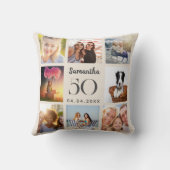 ベージュのカスタムフォトコラージュ誕生日 クッション (裏面)