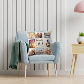 ベージュのカスタムフォトコラージュ誕生日 クッション