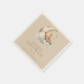 ベージュのキュートなテディベア ニュートラル ベビーシャワー スタンダードカクテルナプキン (角)