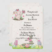 ベージュのキュートなバニーミニマル復活祭 招待状 (正面/裏面)