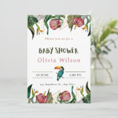ベージュのキュートな花柄ベイビーシャワー招待状 招待状 (スタンド正面)