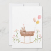 ベージュのキュートな花柄ベイビーシャワー招待状 招待状 (裏面)