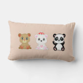 ベージュのクマの漫画3つ ランバークッション (裏面)