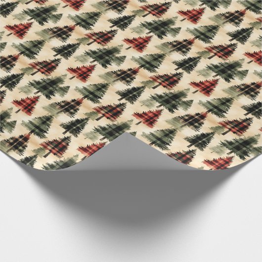 ベージュのクリスマスツリーを展開 ラッピングペーパー (角)