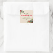 ベージュのクリスマスパーティーにホリーとパインが好意で スクエアシール (バッグ)