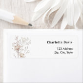 ベージュのクリーム色の野の花 返送先住所 ラベル (インサイチュ)