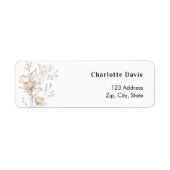 ベージュのクリーム色の野の花 返送先住所 ラベル (正面)