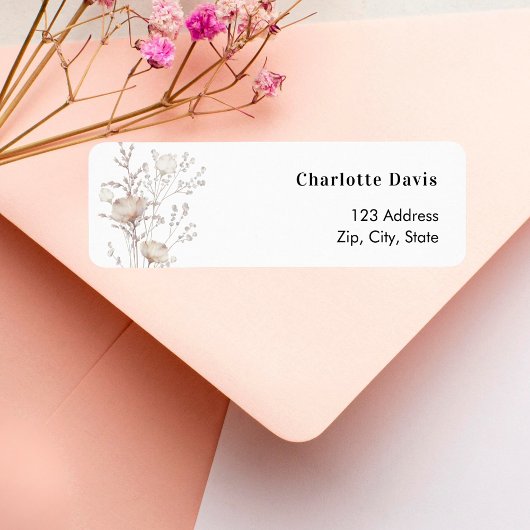 ベージュのクリーム色の野の花 返送先住所 ラベル