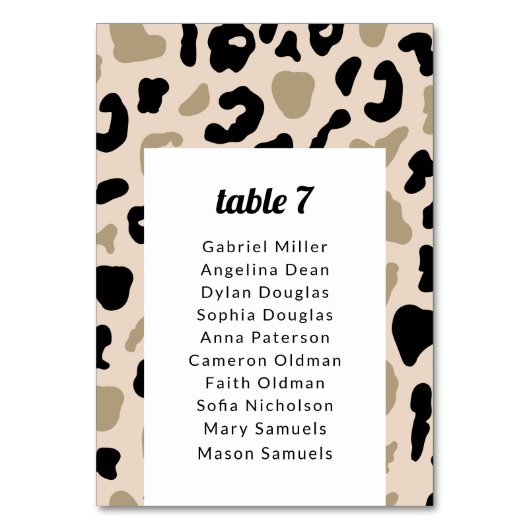 ベージュのグレーの黒パッチ。座席表N テーブルナンバー (正面)