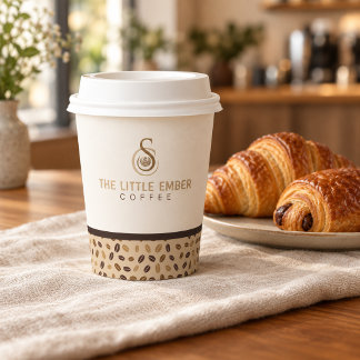 ベージュのコーヒー装飾が施された紙コップ 紙コップ