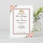 ベージュのゴージャスな美的モダンフローラ結婚ズ 招待状 (スタンド正面)